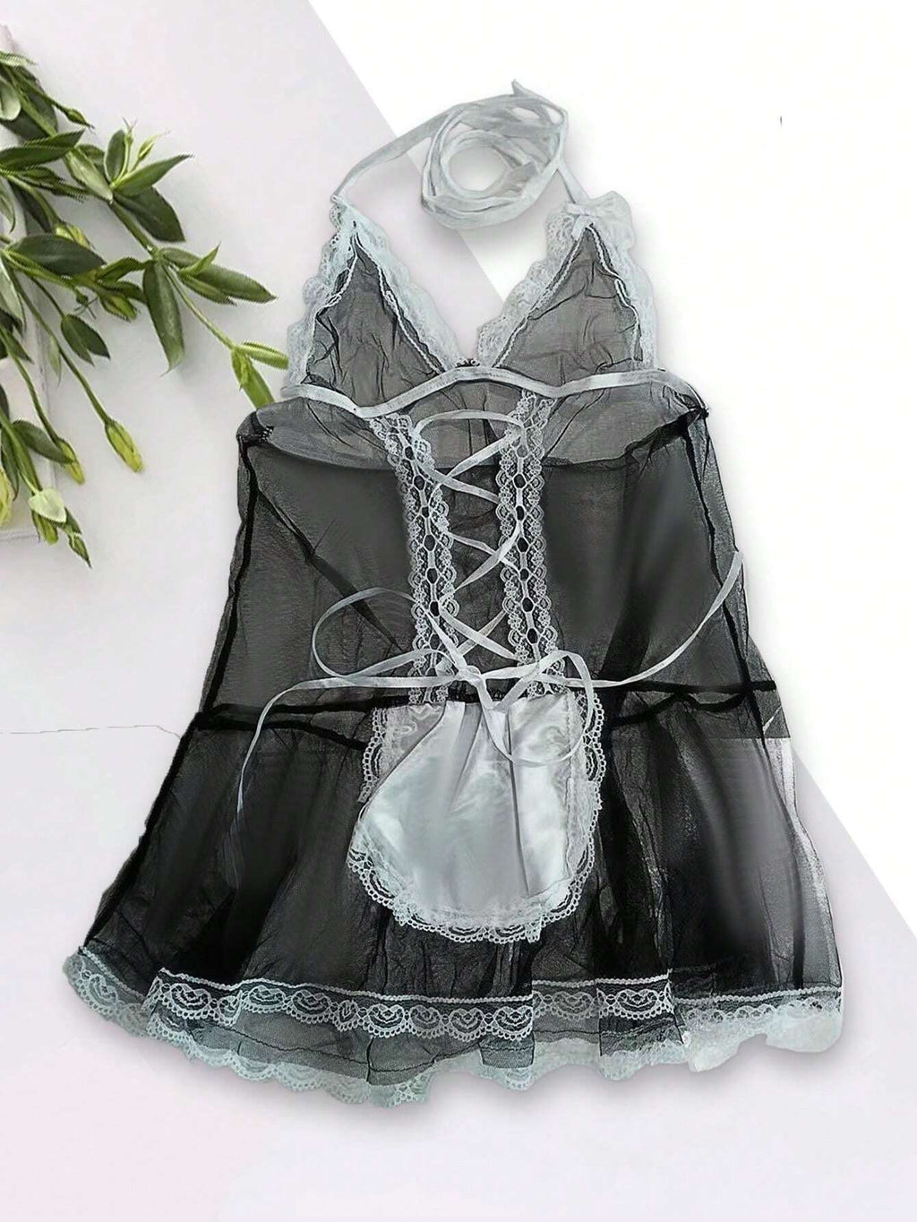 13367 1a-007 3PZS Vestido de halter de encaje