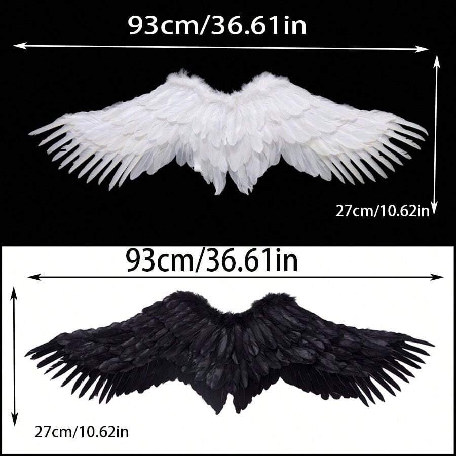 15038 1c-030 1 pieza Alas de ángel y diablo con plumas blancas