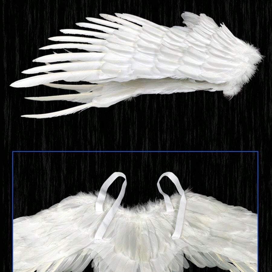 15038 1c-030 1 pieza Alas de ángel y diablo con plumas blancas