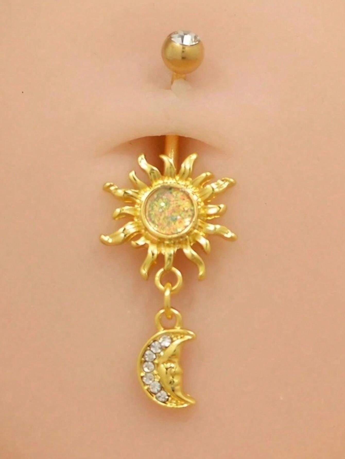 15300 1b-052 1 pieza Anillo de ombligo en estilo bohemio de moda con turquesa incrustada
