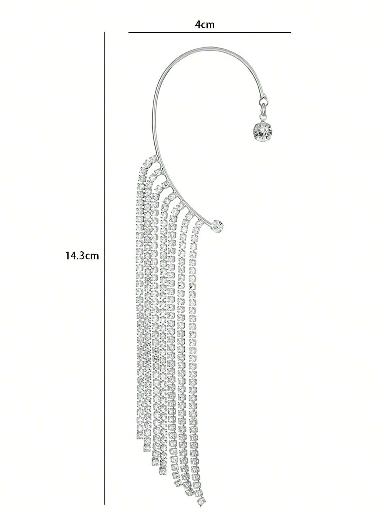 16057 2b-01-04 Aretes de borlas y diamantes largos 1 Pza