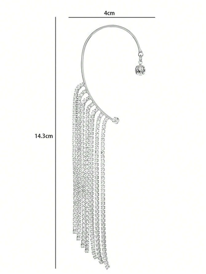 16057 2b-01-04 Aretes de borlas y diamantes largos 1 Pza