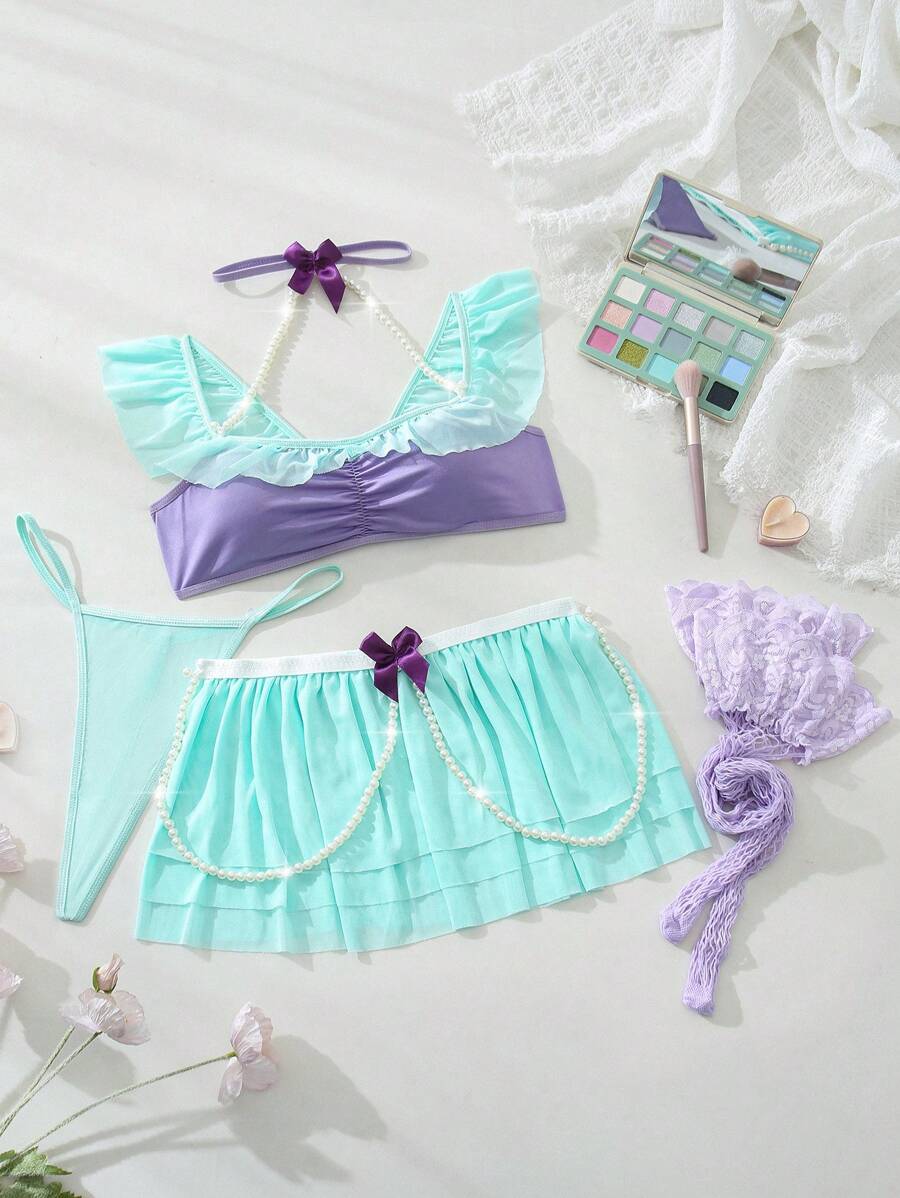 13751 1a-088 Conjunto de lencería sexy 4 Pzas