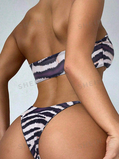 16797 1a-007 Conjunto de bikini diseño cebra 2 Pzas