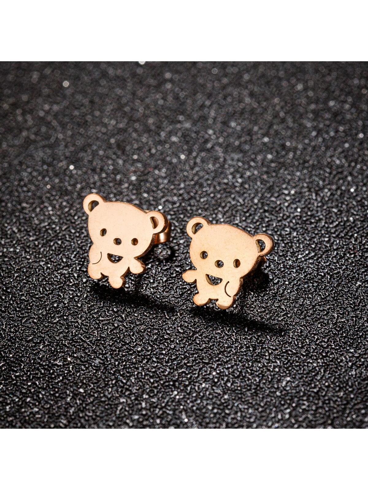 15125 1b-021 Pendientes elegantes diseño de oso 1 Par