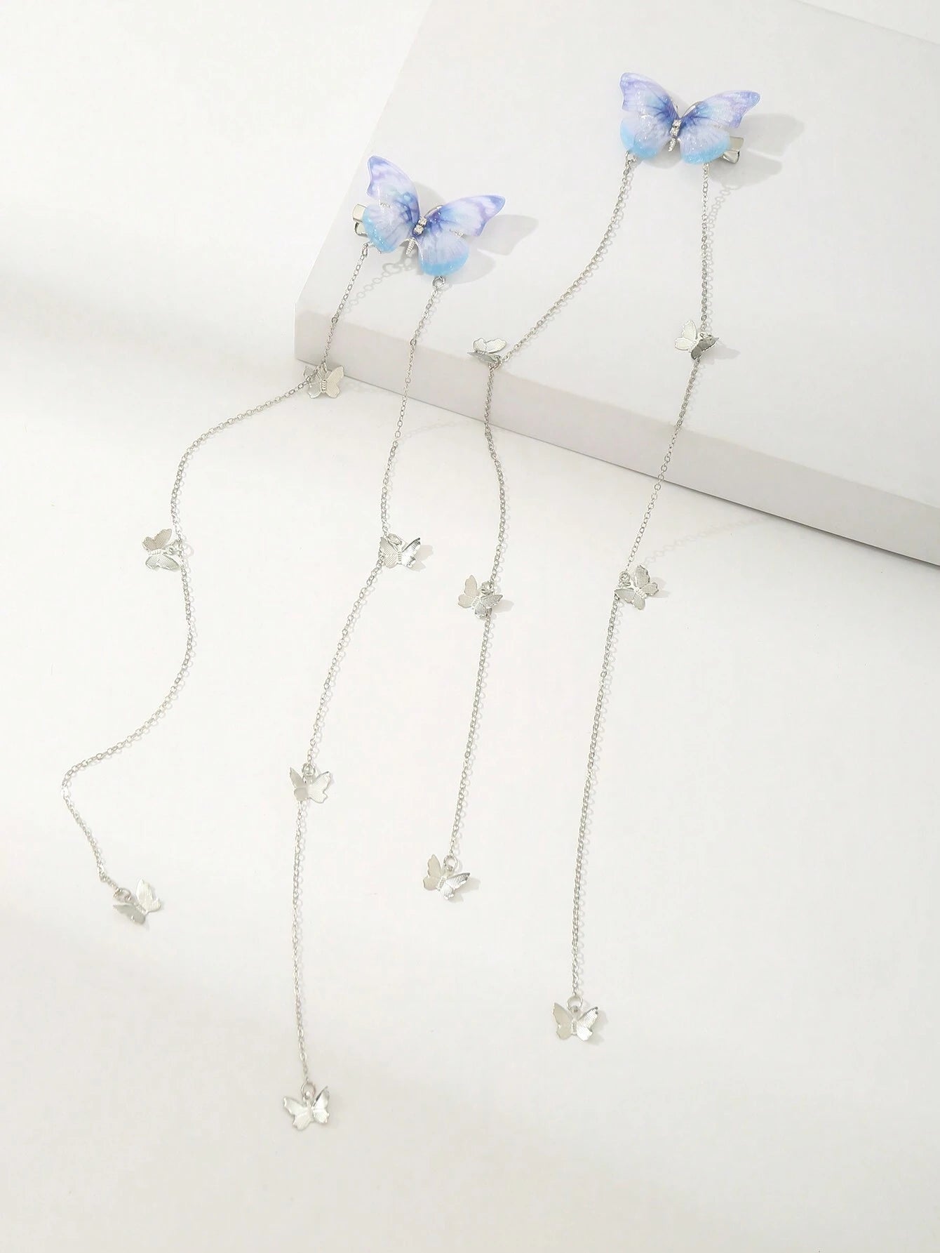 17569 1b-017 Clips de pelo con colgantes de cadena 2 Pzas