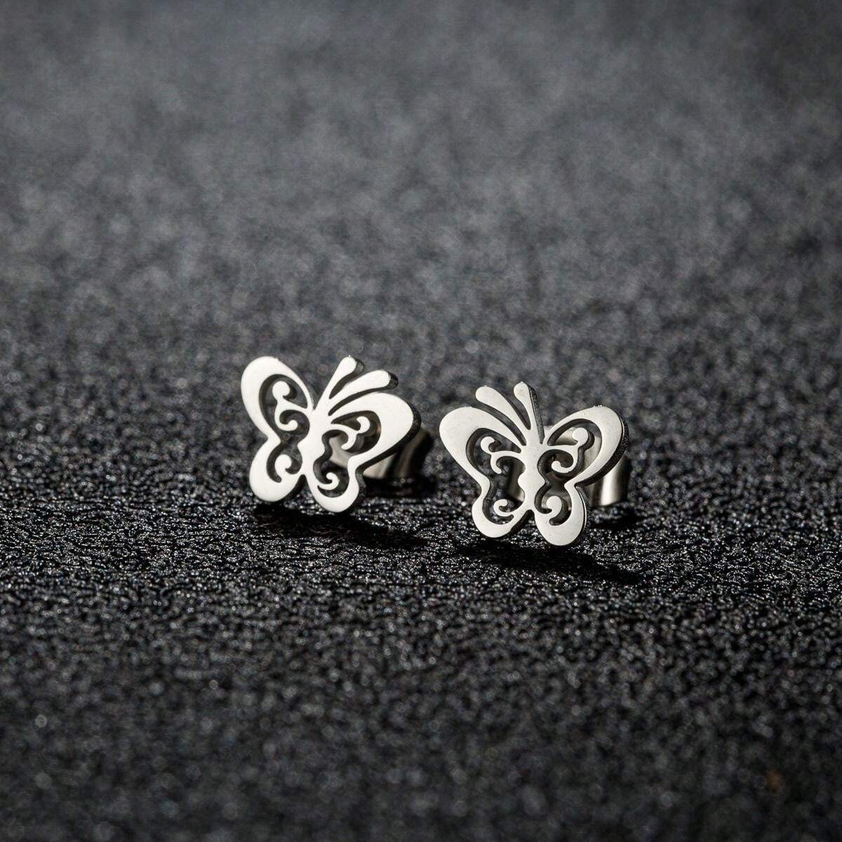 15127 1b-05-17 Pendientes de mariposa simples 2 Pzas
