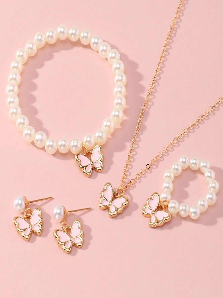 14345 1b-05-06 Conjunto de joyas mariposa 4 Pzas