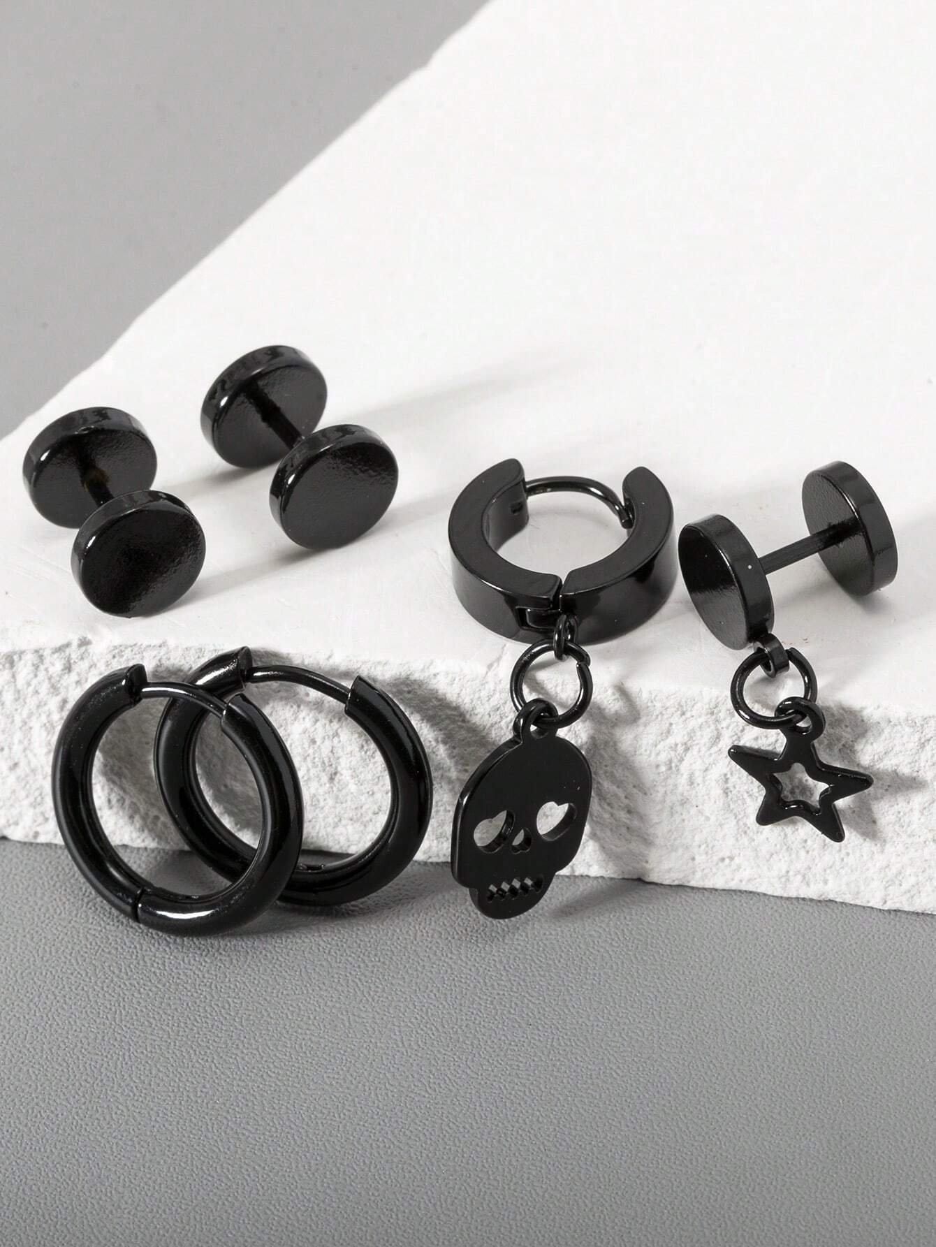 16061 1b-001 Pendientes Diseño calavera punk 6 Pzas