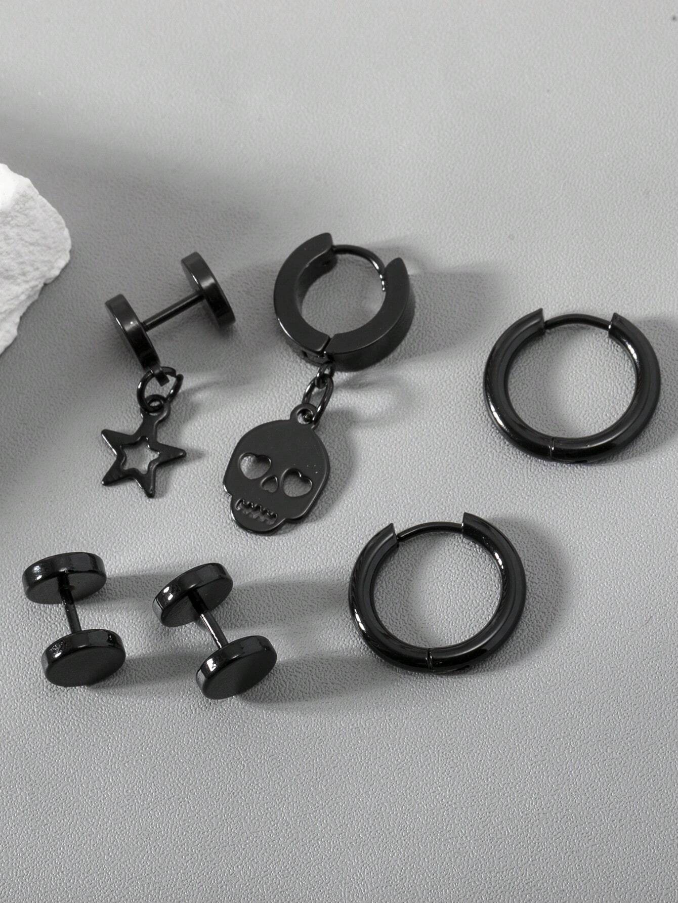 16061 1b-001 Pendientes Diseño calavera punk 6 Pzas