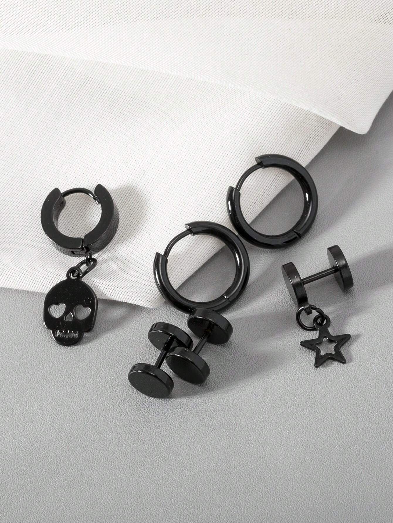 16061 1b-001 Pendientes Diseño calavera punk 6 Pzas