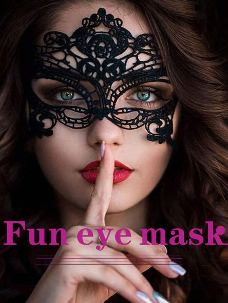 13353 1b-062 1 pieza Máscara de ojos de encaje negro y antifaz de velo semitransparente