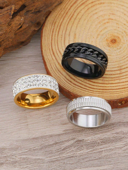 15008 1b-024 Anillos de moda para hombre 3 Pzas