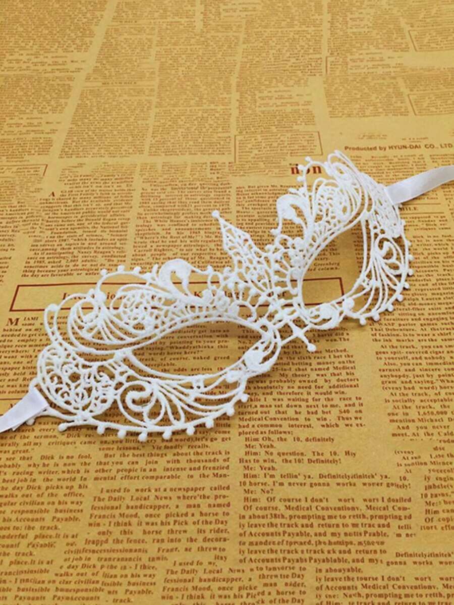 13353 1b-062 1 pieza Máscara de ojos de encaje negro y antifaz de velo semitransparente