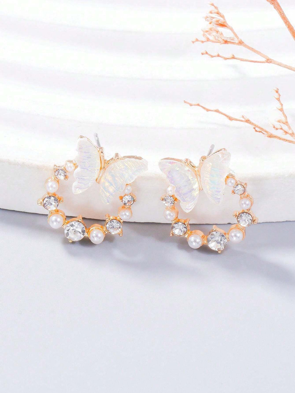 15089 1b-04-02 Pendientes mariposa 2 Pzas