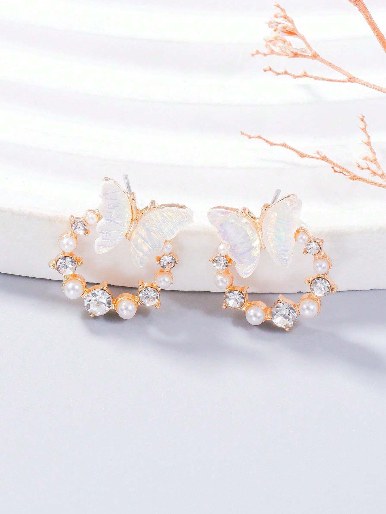15089 1b-04-02 Pendientes mariposa 2 Pzas