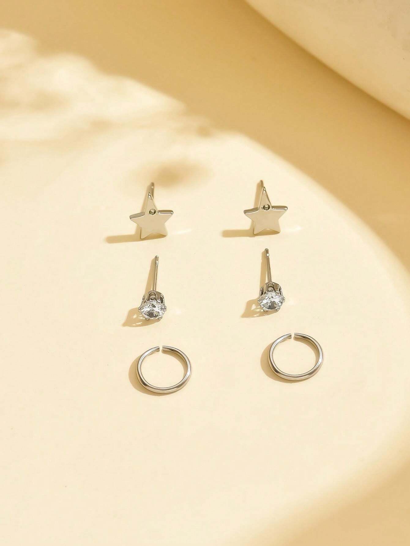 16062 2b-01-05 Aretes Minimalista 3 Pzas