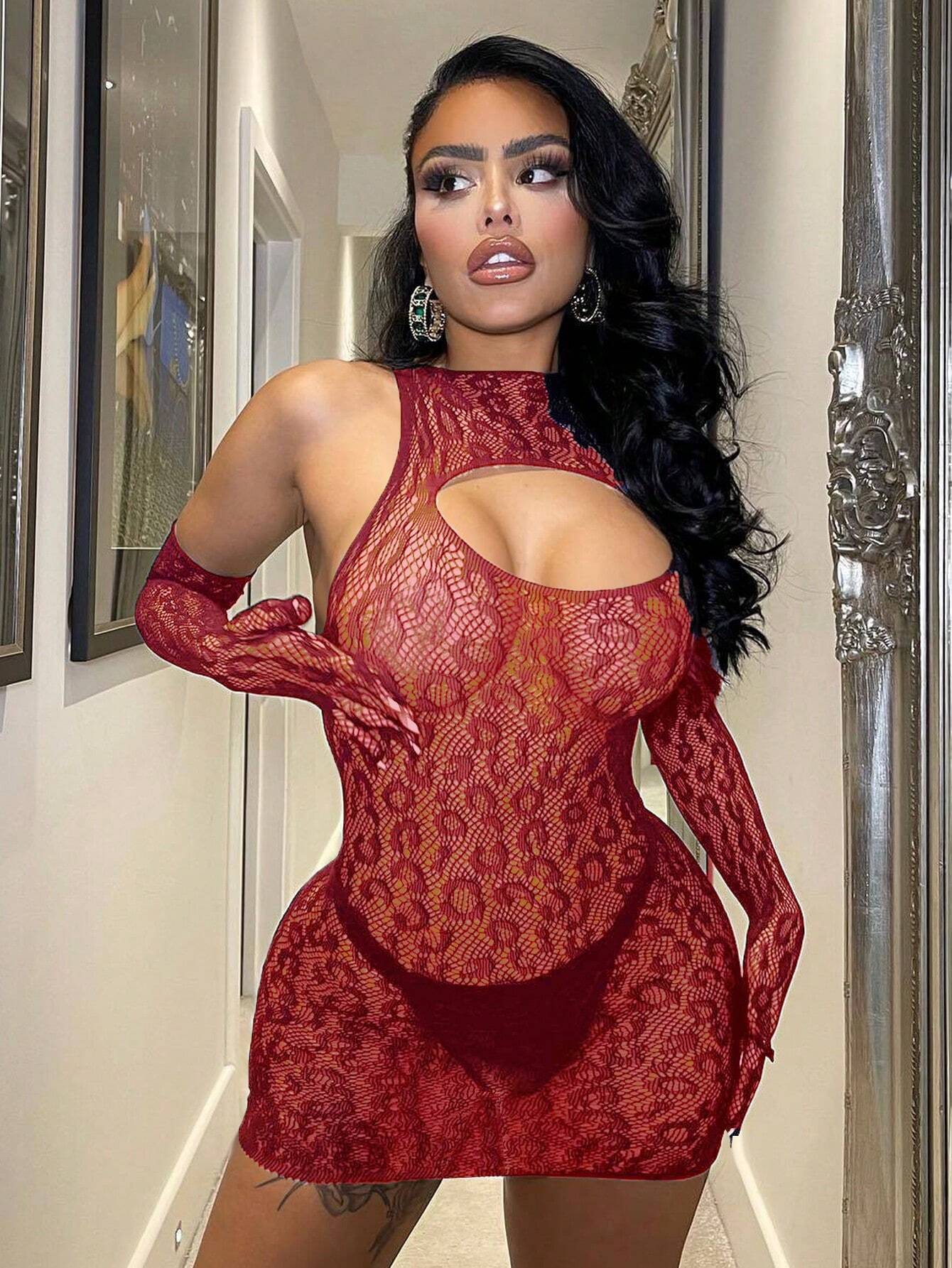 18742 1a-010 Conjunto de lencería sexy Body Mangas 3 Pzas