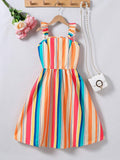 15855 1a-045 Vestido casual de cuadros arcoíris