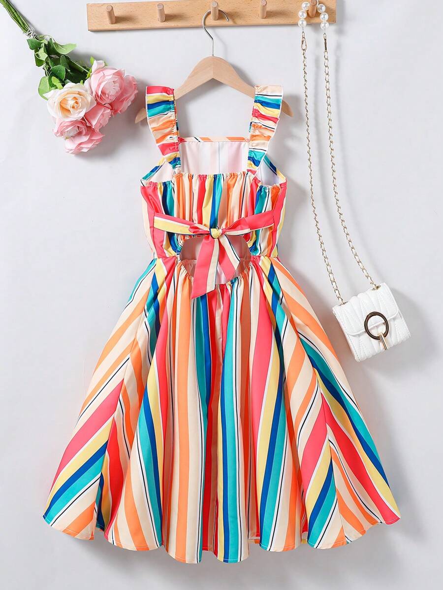 15855 1a-045 Vestido casual de cuadros arcoíris