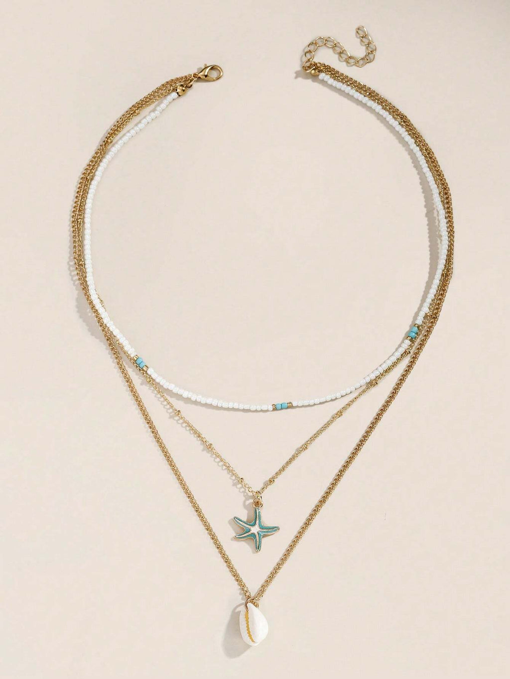 16401 1b-02-08 Collar estilo bohemio 3 capas 1 Pzas