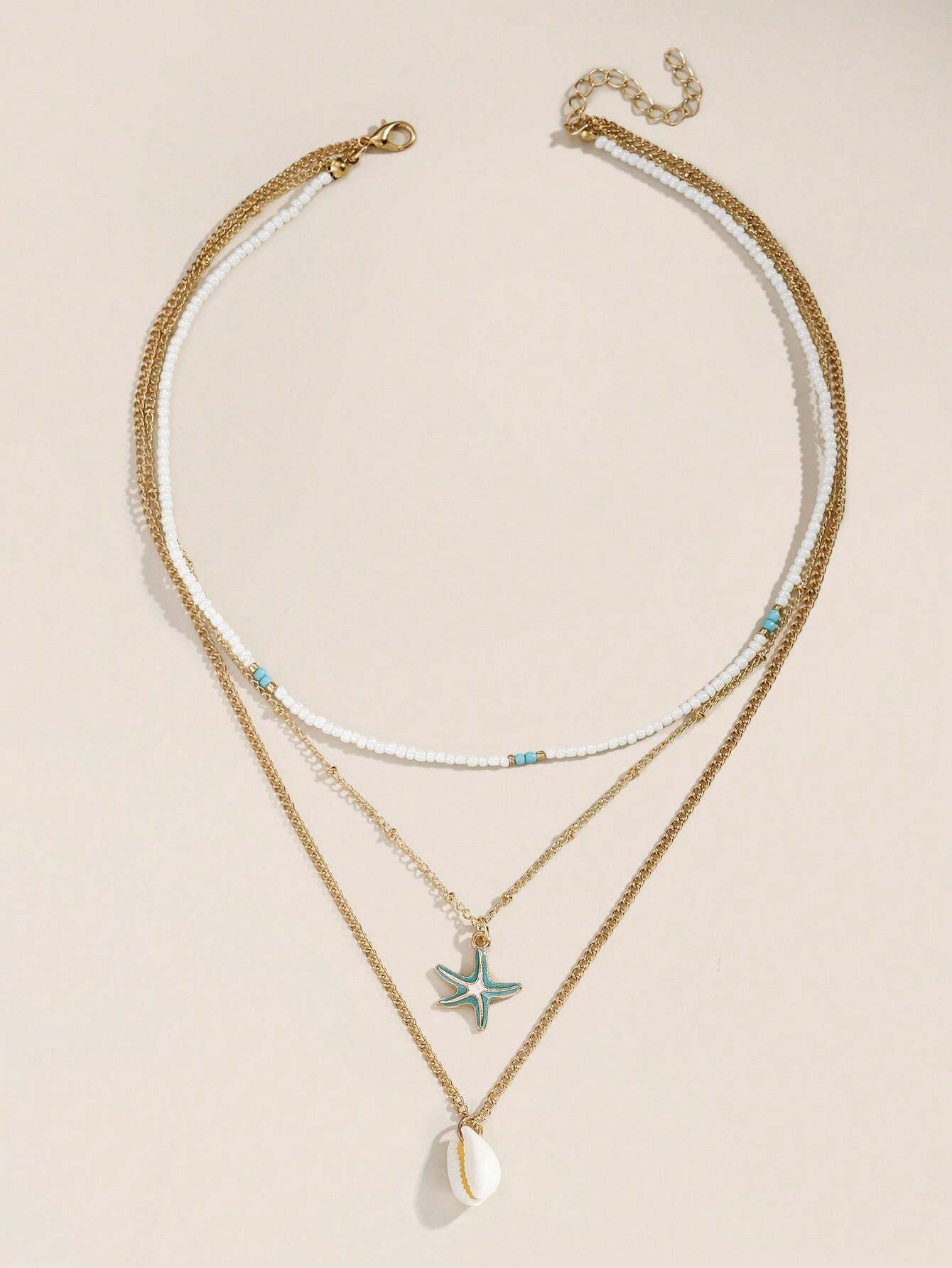 16401 1b-02-08 Collar estilo bohemio 3 capas 1 Pzas