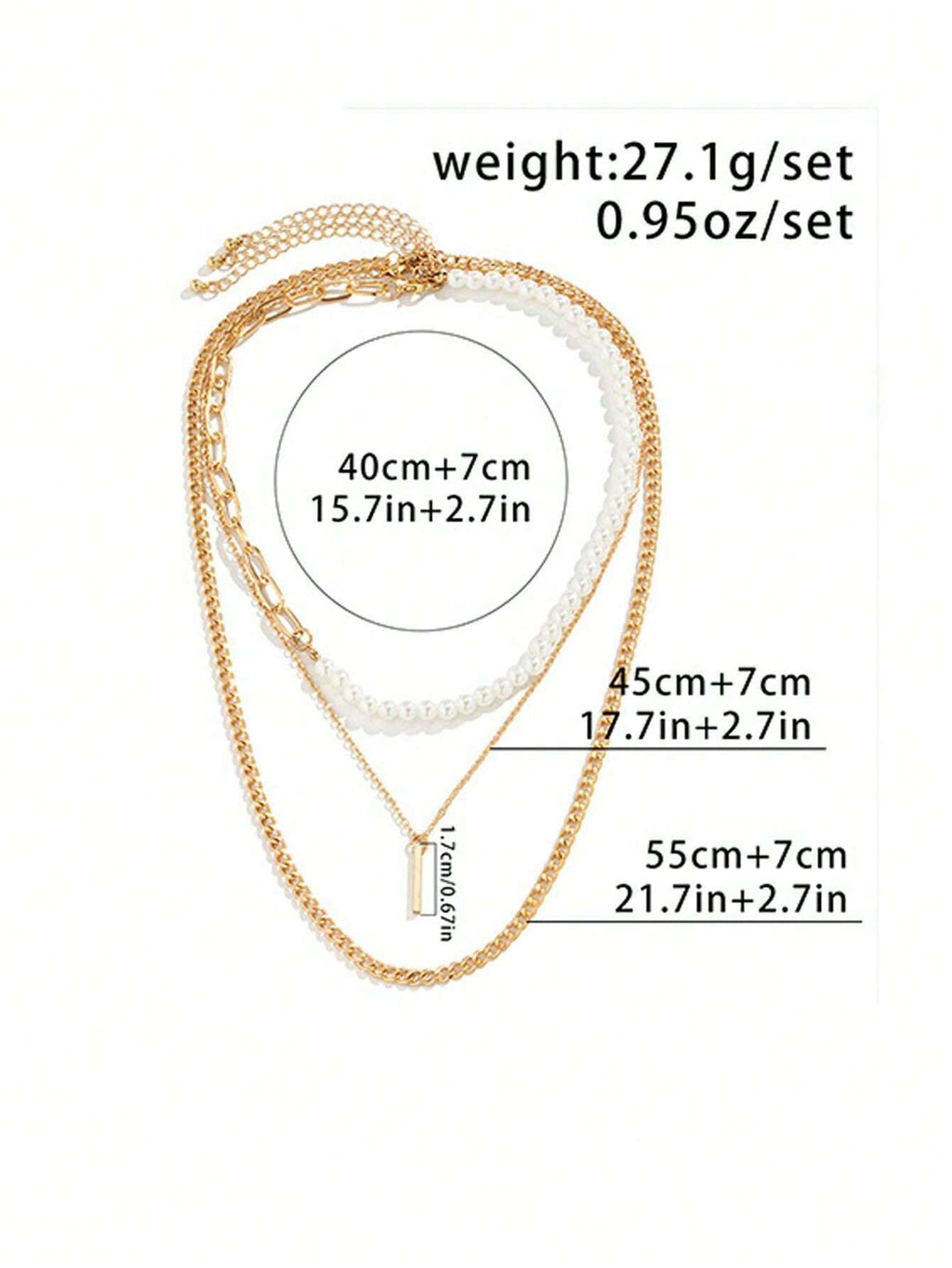 16402 1b-054 Collar de moda 3 Pzas