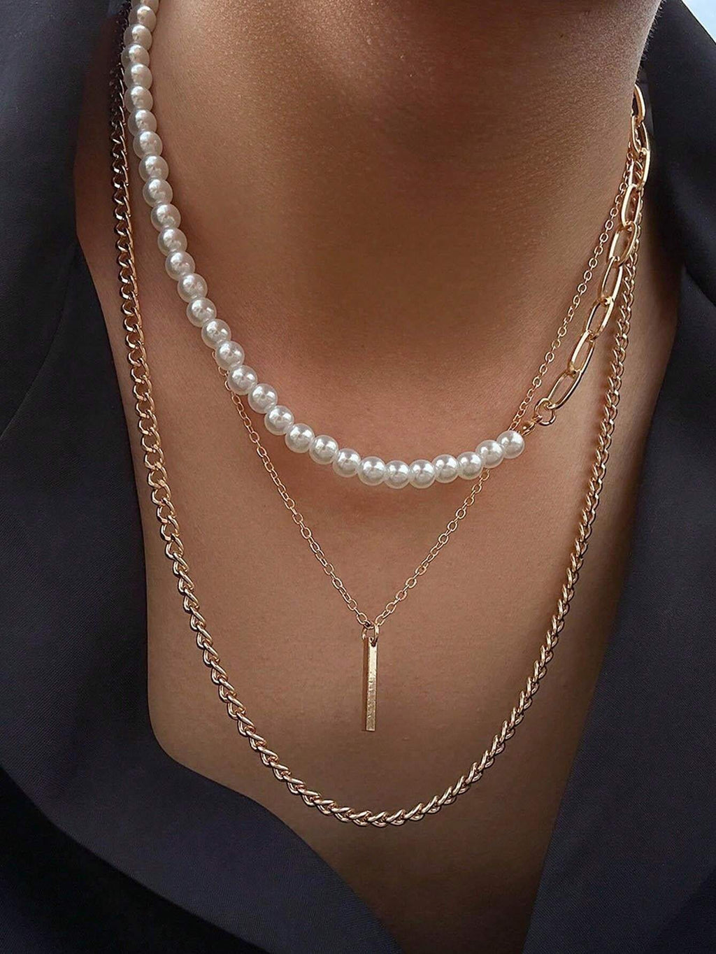 16402 1b-054 Collar de moda 3 Pzas
