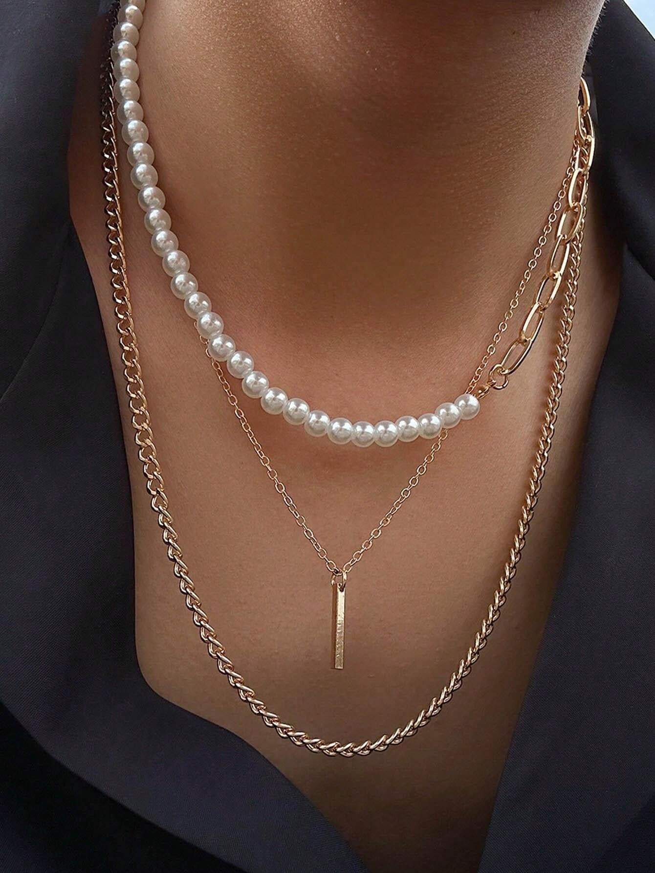 16402 1b-054 Collar de moda 3 Pzas