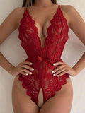 18914 1a-022 Body sexy de encaje con espalda cruzada y entrepierna abierta 1 Pza