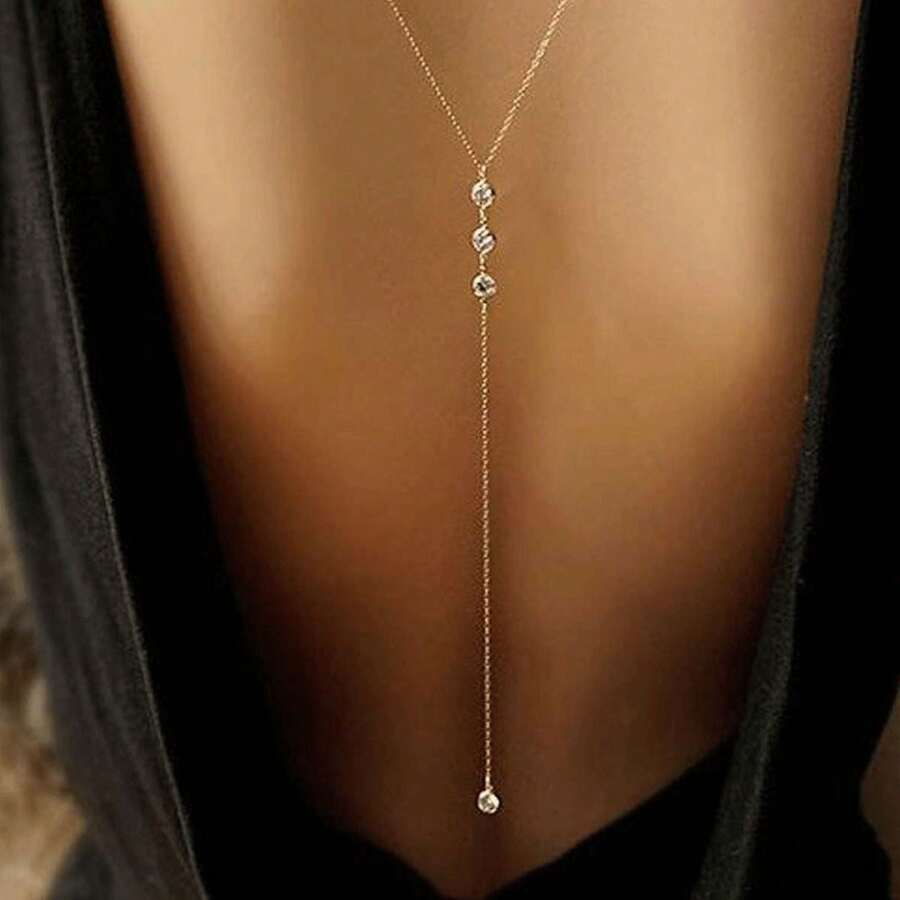 15218 1b-034 1 pieza Cadena de Body de collar trasero de diamantes simples