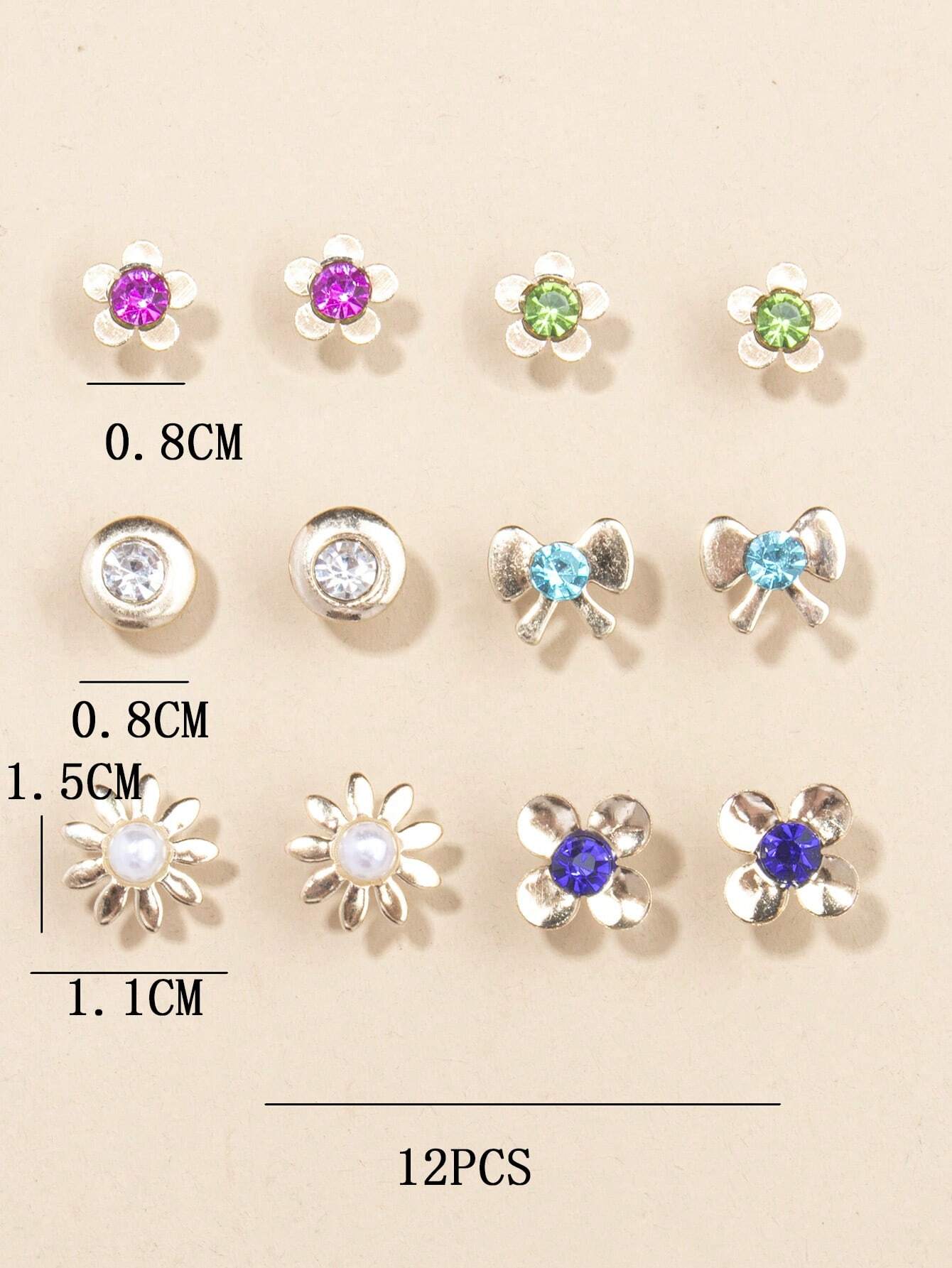 15384 1b-074 Pendientes estilo fresco 12 Pzas