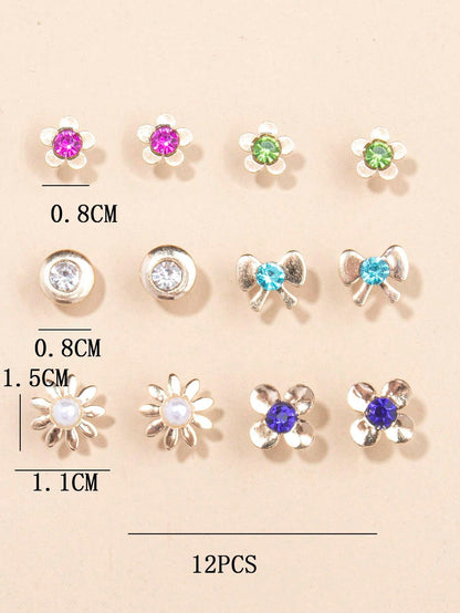 15384 2b-01-05 Pendientes estilo fresco 12 Pzas