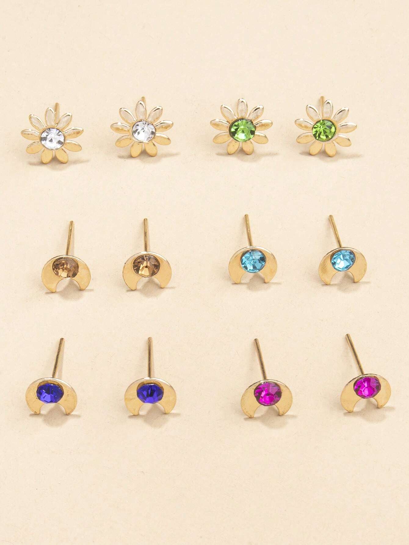 15385 1b-057 Pendientes Multicolor 12 Pares