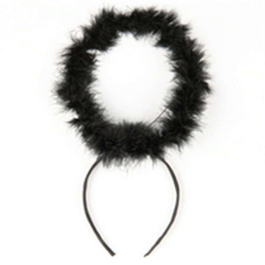 15035 1c-030 Diadema de halo de ángel de pluma negra