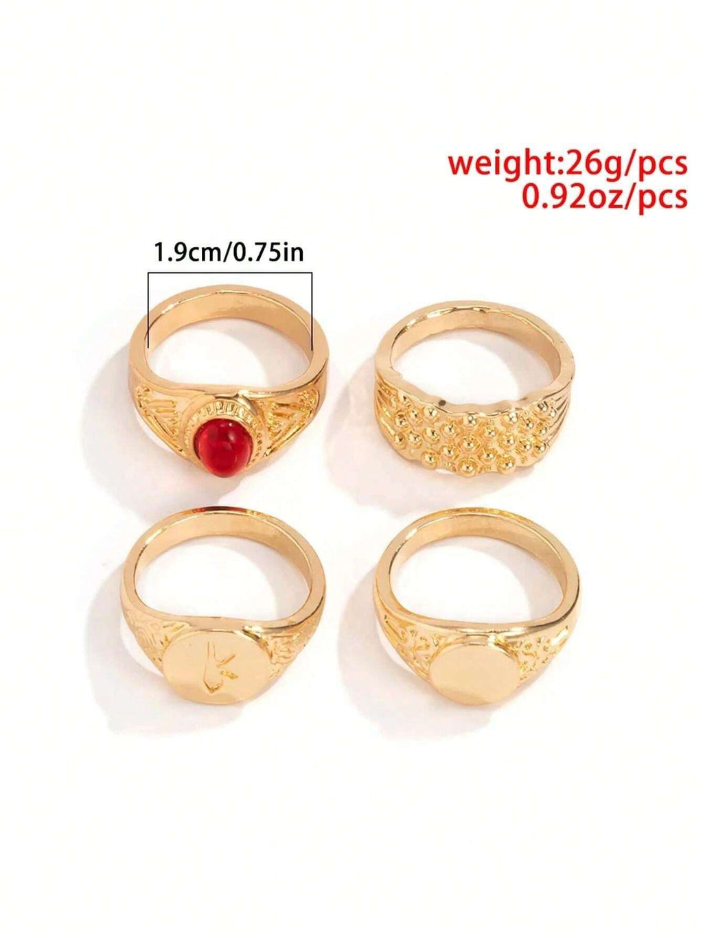 15011 1b-01-03 Anillos con tono dorado 4 Pzas