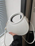 14928 1c-02-09 Bolso de mano - hombro cruzado de diseño francés de moda con un patrón blanco