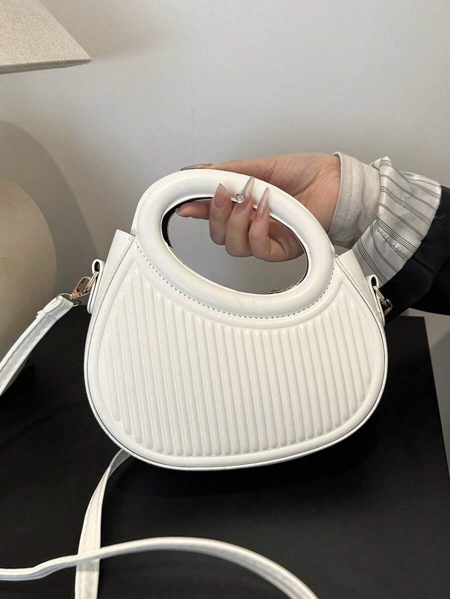 14928 1c-02-09 Bolso de mano - hombro cruzado de diseño francés de moda con un patrón blanco