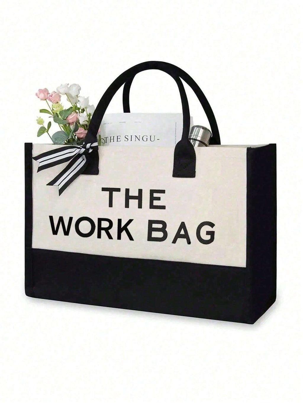 14947 1t-002 Set de 2 piezas bolso de lona con estampado "THE BOSS BAG" y neceser
