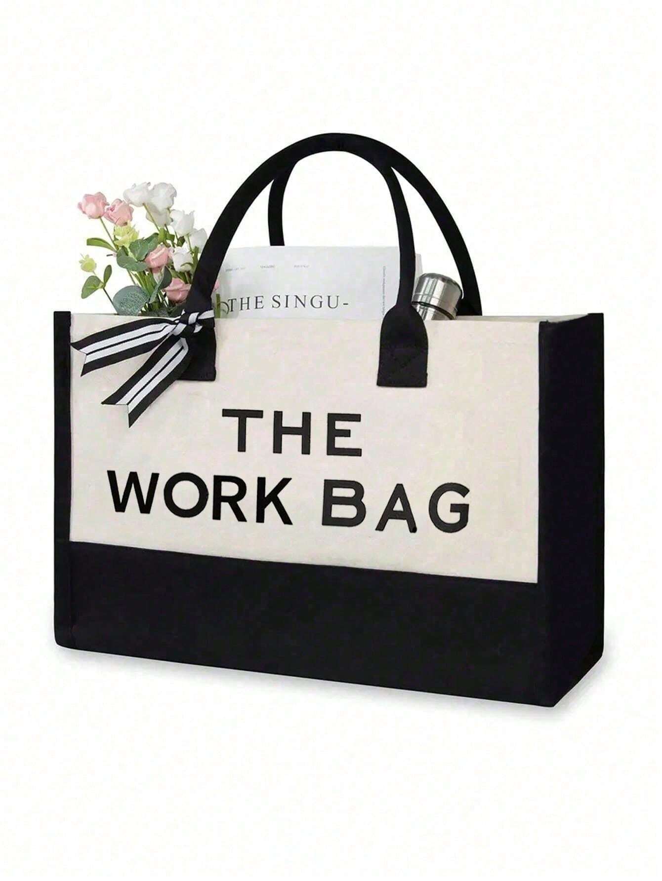 14947 1t-002 Set de 2 piezas bolso de lona con estampado "THE BOSS BAG" y neceser