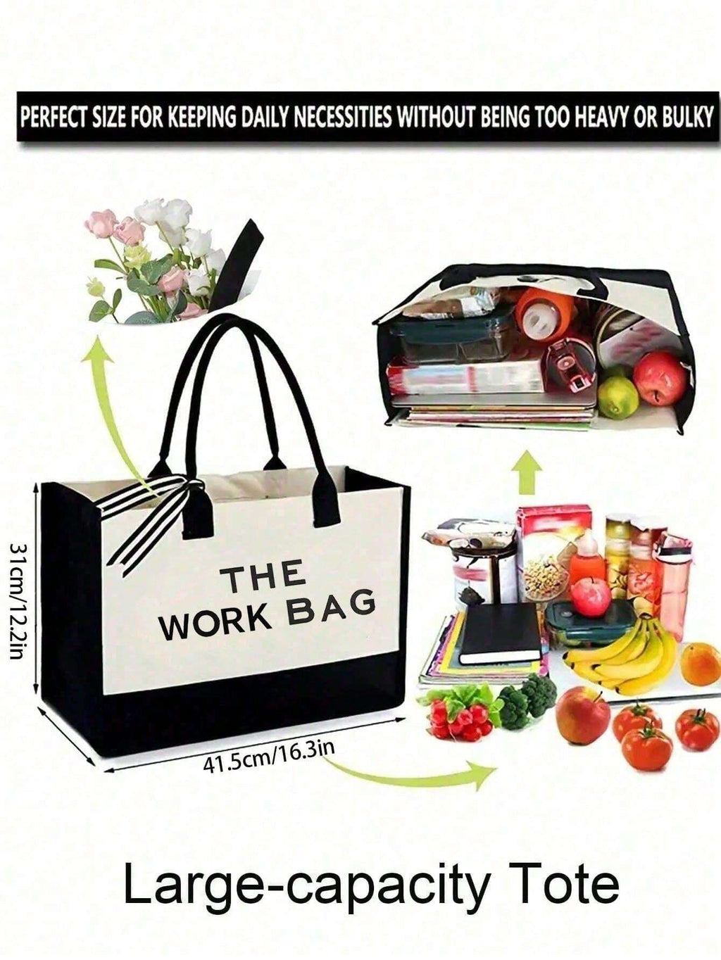 14947 1t-002 Set de 2 piezas bolso de lona con estampado "THE BOSS BAG" y neceser