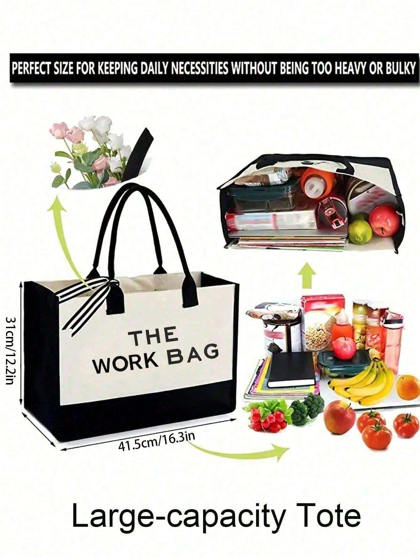 14947 1t-002 Set de 2 piezas bolso de lona con estampado "THE BOSS BAG" y neceser