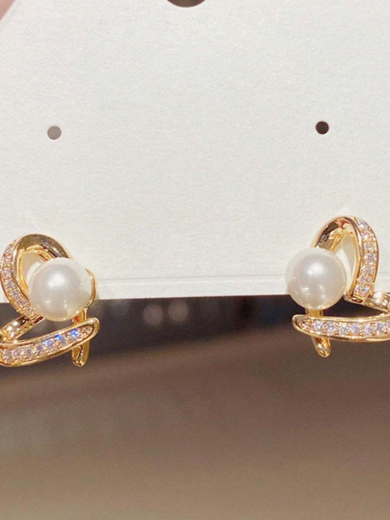 15015 1b-01-08 Aretes de perla en forma de corazón 1 Par