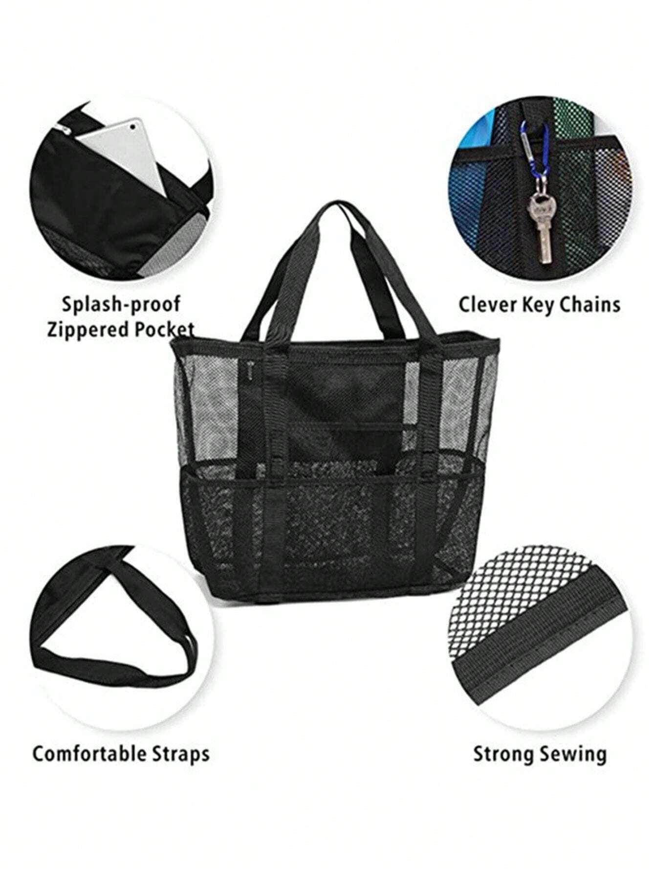 14702 1t-010 Bolso grande resistente al agua para playa con capacidad amplia
