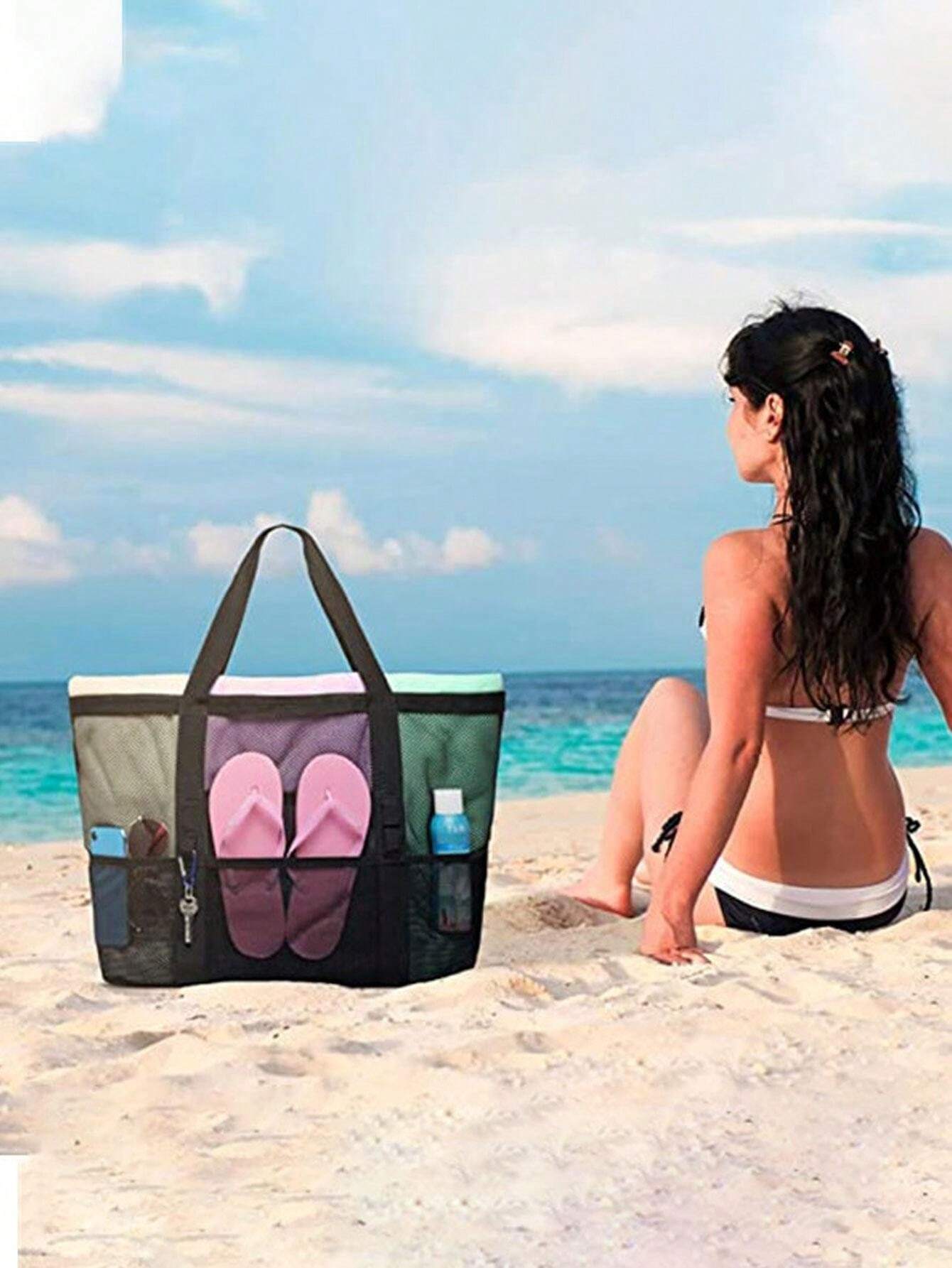 14702 1t-010 Bolso grande resistente al agua para playa con capacidad amplia