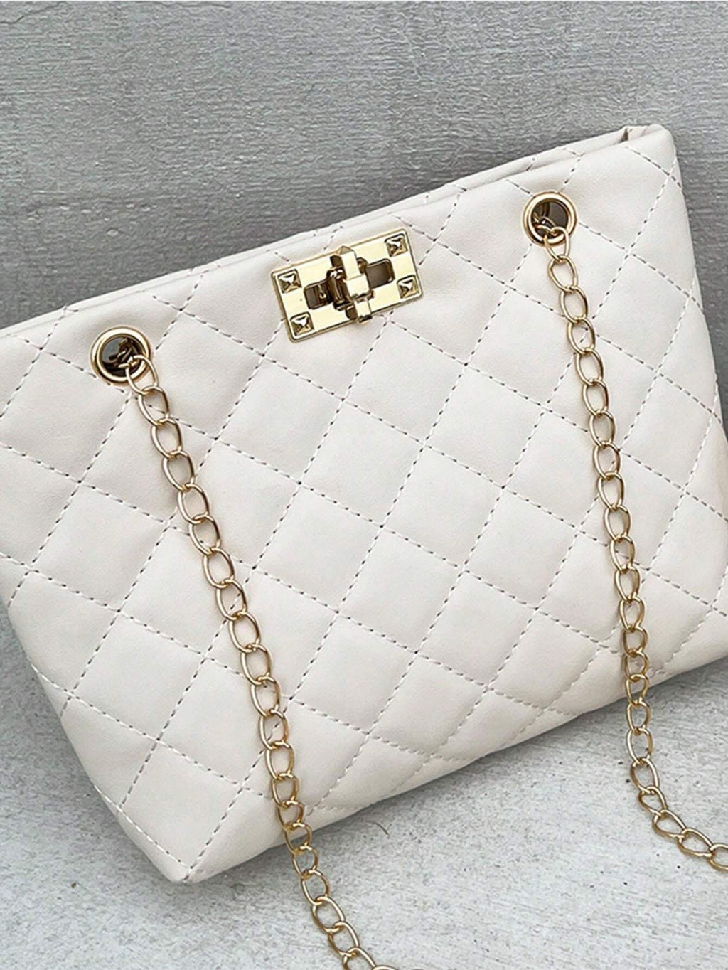 14948 1a-050 Bolso unicolor de hombro con cadena de hebilla de bloqueo