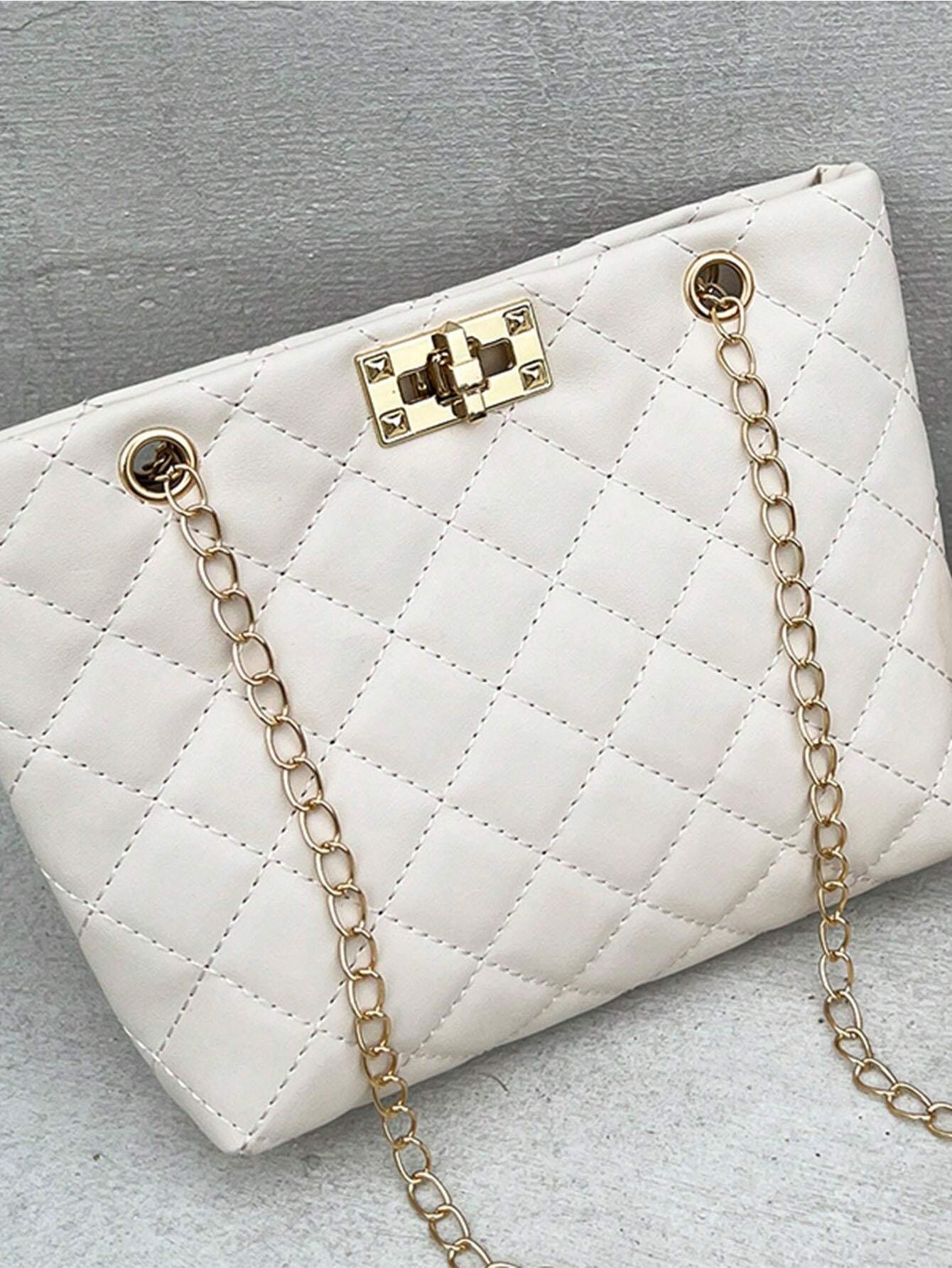 14948 1a-050 Bolso unicolor de hombro con cadena de hebilla de bloqueo