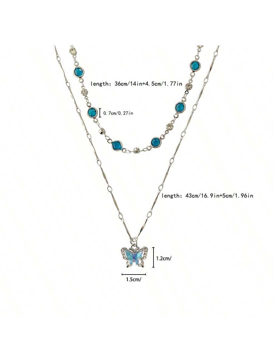 16411 1b-02-07 Collar con dije de Mariposa Azul 1 Pza