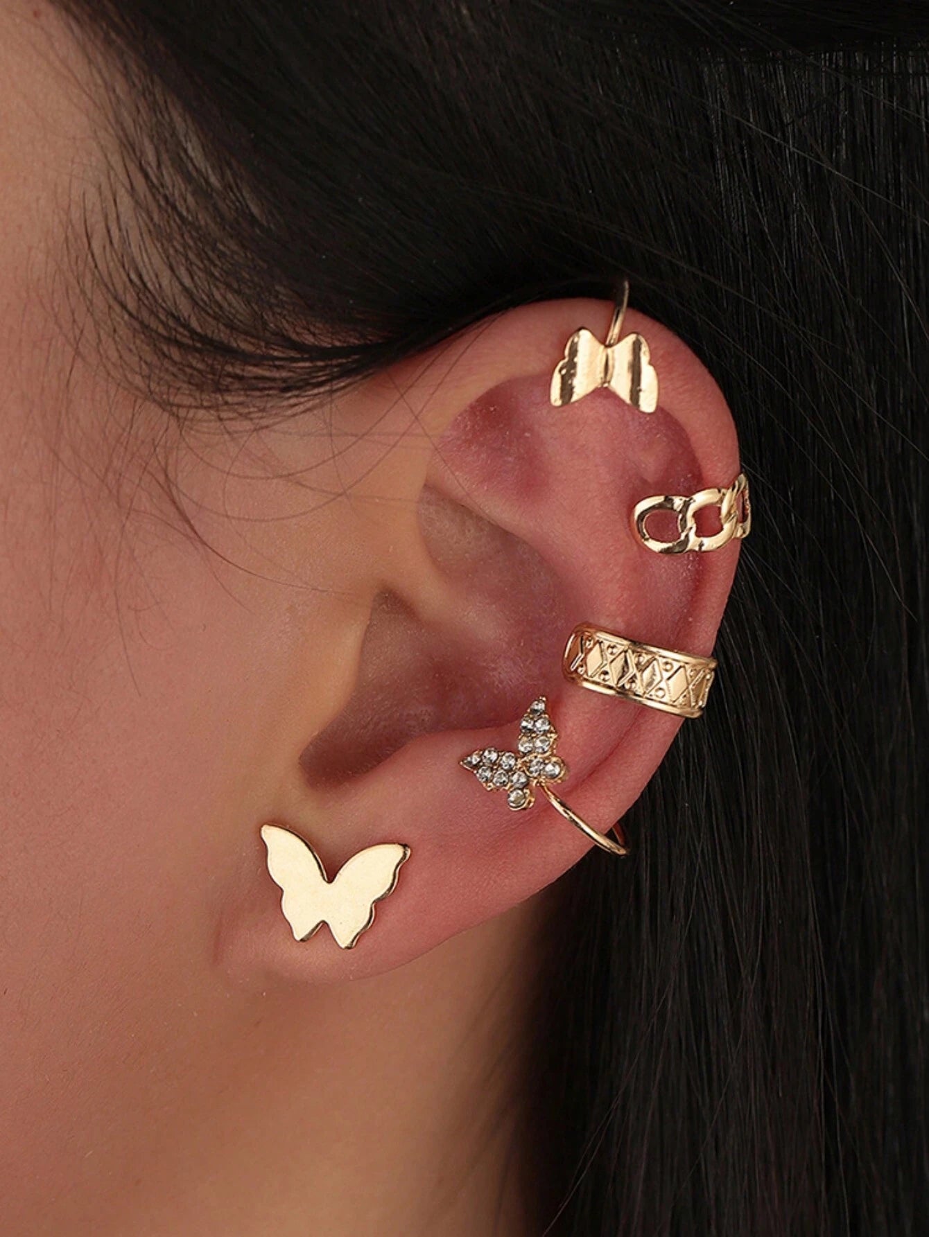 16072 2b-01-04 Pendientes Estilo mariposa 5 Pzas