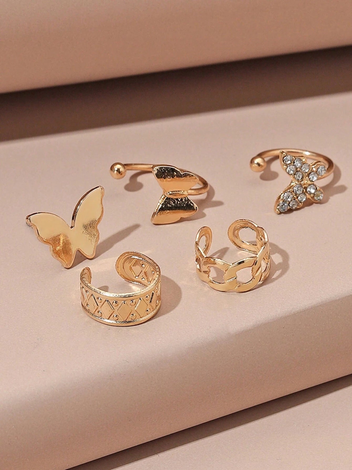 16072 2b-01-04 Pendientes Estilo mariposa 5 Pzas